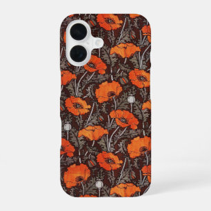 RED POPPIES IN BLACK WHITE Poppy Field Floral iPhone 16 Case