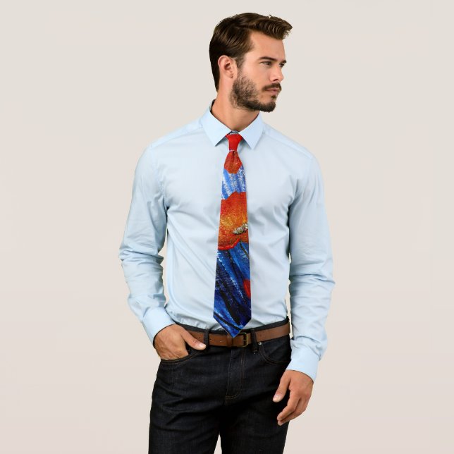 Red Poppies in Blue grass  Tie (In Situ)