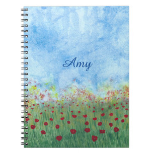 Red Poppies in the Field Personalised Journals