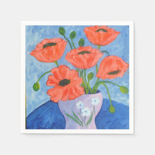 Red Poppies In Vase Napkins
