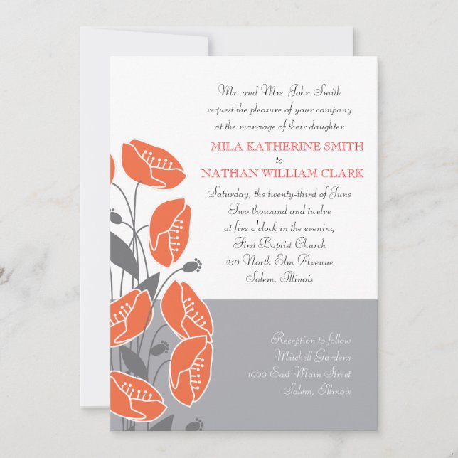 Red Poppies Invitation (Front)