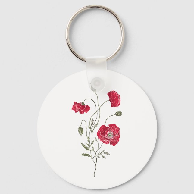 Red Poppies Key Ring (Front)