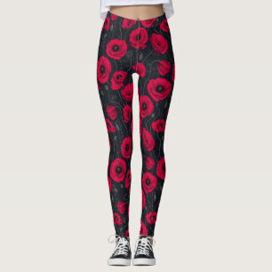 Red Poppies Leggings