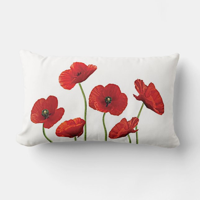 Red Poppies Lumbar Cushion (Front)