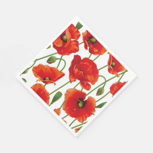Red Poppies Luncheon Paper Napkins