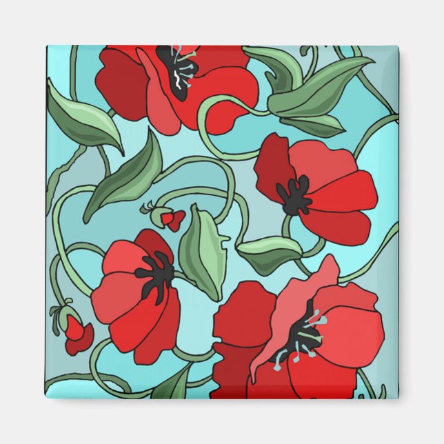 Red Poppies Magnet (Front)