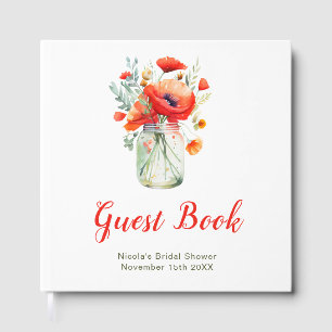 Red Poppies Mason Jar Bridal Shower Guest Book