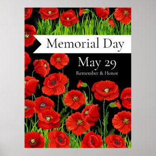 Red Poppies Memorial Day Poster