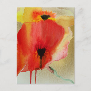 Red Poppies Modern Floral art Postcard