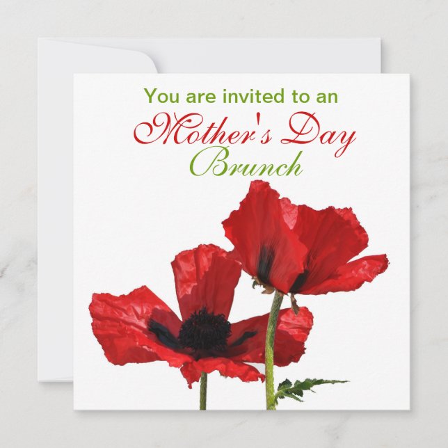 Red Poppies Mother's Day Brunch Invitation (Front)