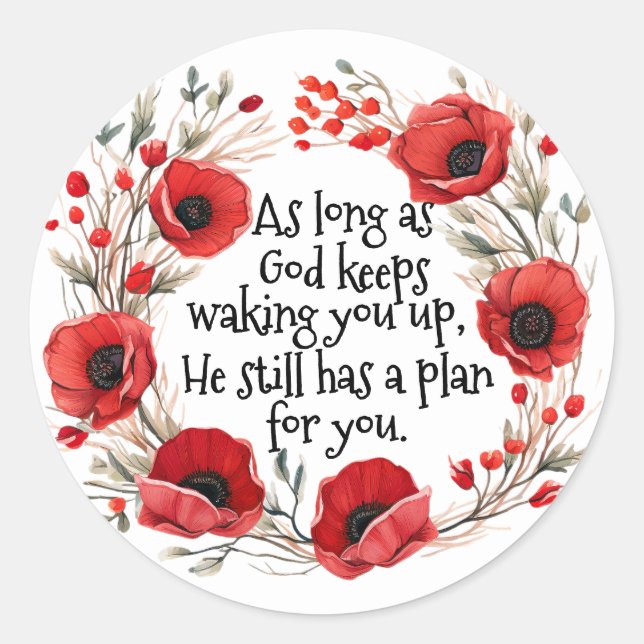 Red Poppies Mug Classic Round Sticker (Front)