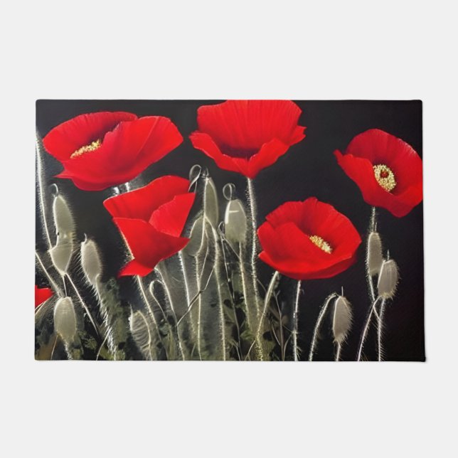 Red Poppies Nature Art  Doormat (Front)