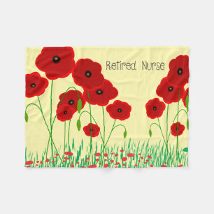 Red Poppies Nurse Retirement Fleece Blanket