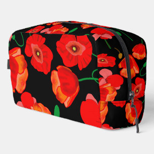 Red poppies on black background illustration dopp kit