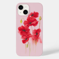 Red Poppies On Pink Blush