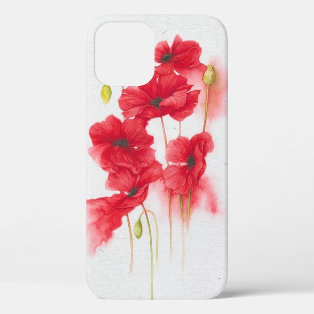 red poppies on speckled grey Case-Mate iPhone case (Back)
