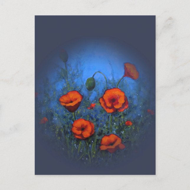 Red Poppies, Original Painting, Impressionism Postcard (Front)