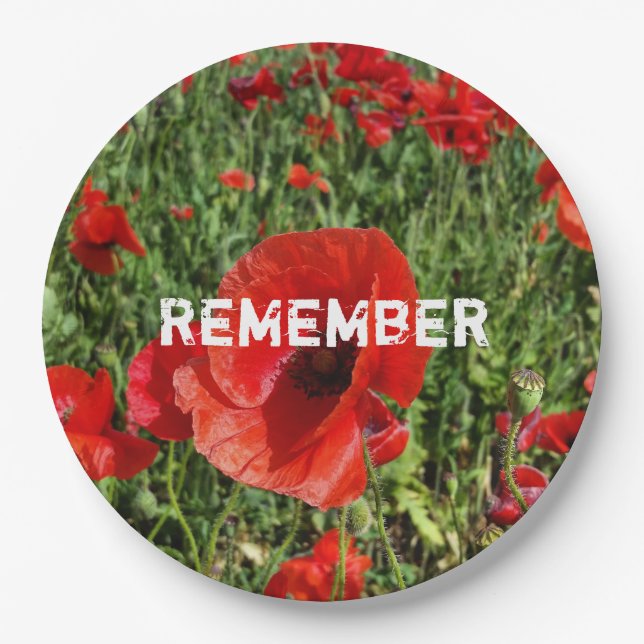 Red Poppies Paper Plate (Front)