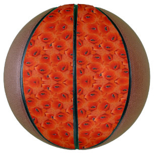 Red poppies pattern basketball