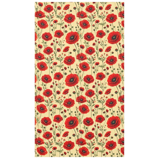 Red poppies pattern tablecloth (Front)