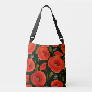 Red Poppies Personalised Crossbody Bag