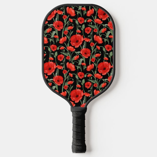 Red Poppies Pickleball Paddle (Front)