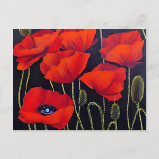 Red Poppies Plants Art Postcard