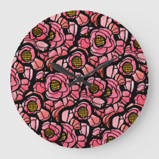 Red Poppies Poppy art Flower design pattern Large Clock