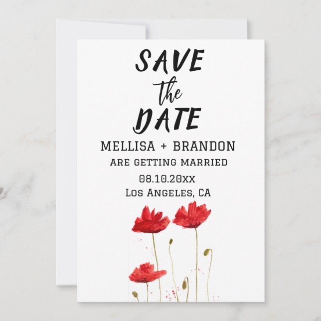 Red Poppies Poppy Floral Rustic Wedding  Invitation (Front)