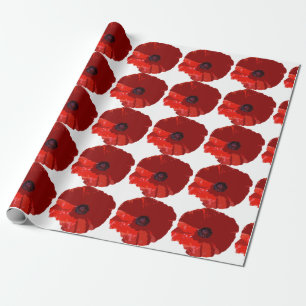 RED POPPIES POPPY FLORAL WRAPPING PAPER