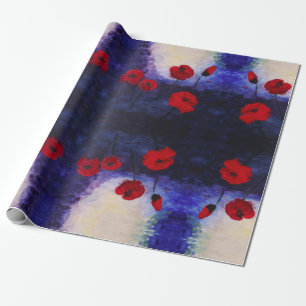 Red Poppies Purple Art Wrapping Paper