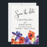 Red Poppies, Purple Iris Watercolor Save the Date<br><div class="desc">This wedding suite of designs features a bold watercolor floral focal point and gorgeous, elaborate script font. The words "Save the date" were rendered in an elaborate script font and saved as a typographic graphic overlay, in this piece. Template fields make it easy to add your own details. Editable text...</div>