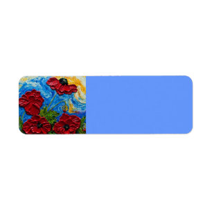 Red Poppies Return address Label