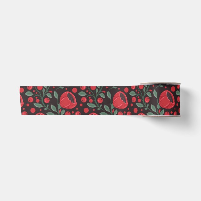 Red poppies satin ribbon (Front)