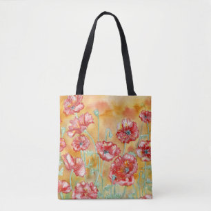 "Red Poppies" Shoulder Tote