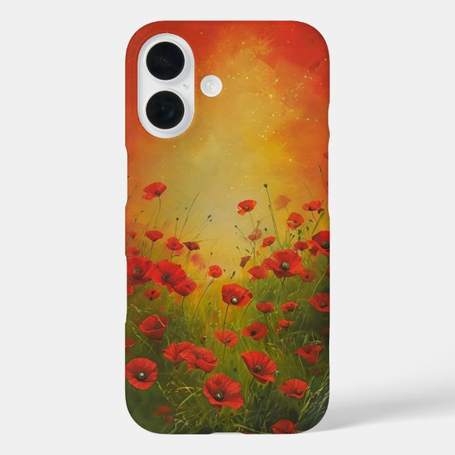 Red Poppies Spring Breeze iPhone 16 Case (Back)