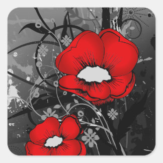 Red Poppies Square Sticker