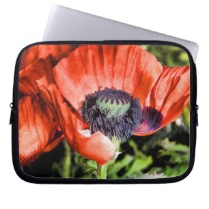 Red Poppies & Stamen Flowers Flora Art Gifts Laptop Sleeve