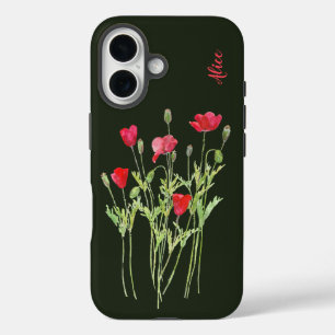 Red poppies summer meadow, wild flowers iPhone 16 case