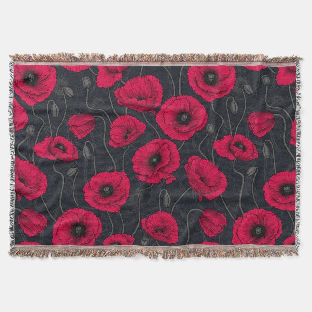Red Poppies Throw Blanket (Front)