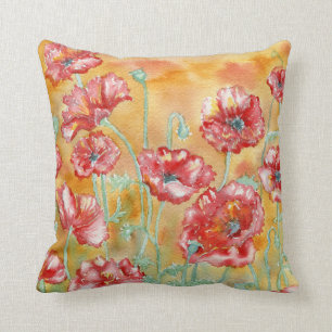 "Red Poppies" Throw Pillow