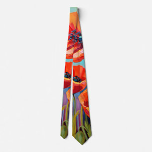 Red poppies tie