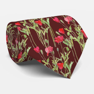 red poppies tie