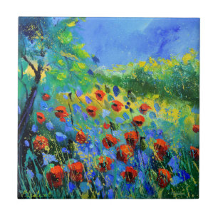 red poppies tile