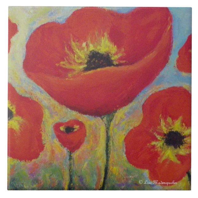 Red Poppies Tile (Front)