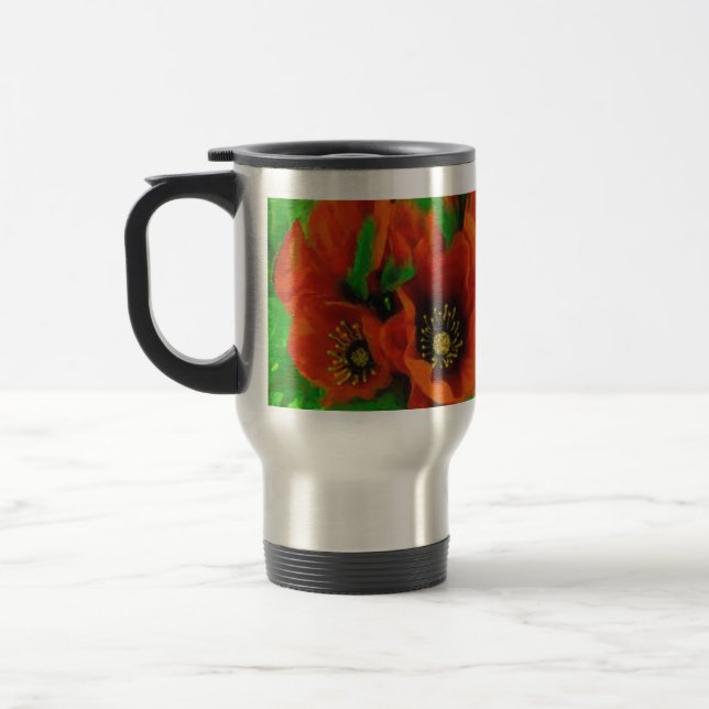 Red Poppies Travel Mug (Left)