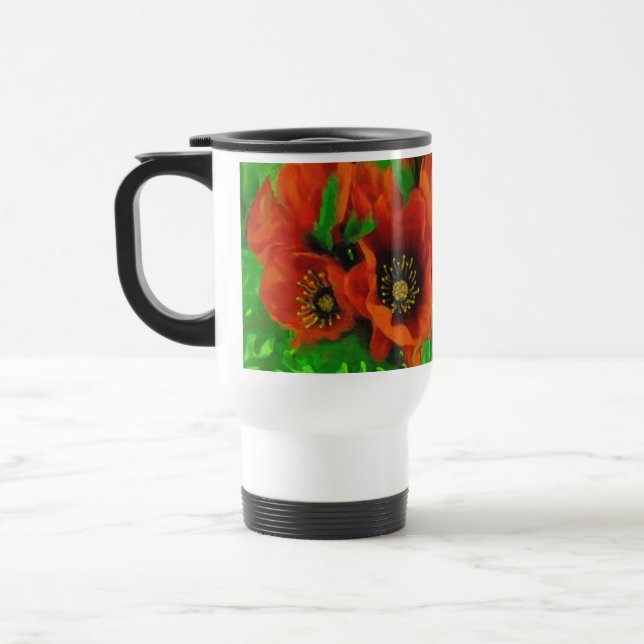 Red Poppies Travel Mug (Left)