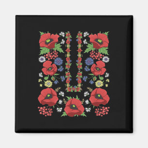 Red Poppies Ukraine Shirt Floral Ukrainian Vyshyva Magnet
