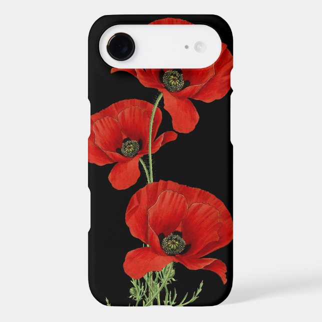 Red Poppies Vintage Botanical Case-Mate iPhone Case (Back)