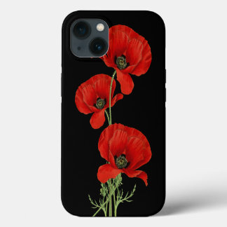Red Poppies Vintage Botanical iPhone 13 Case
